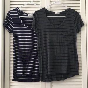 Glitz - striped V neck pocket tee bundle